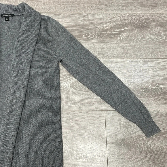 Ann Taylor Wool Blend Cardigan Sweater Gray Long Open Front S - Picture 6 of 16